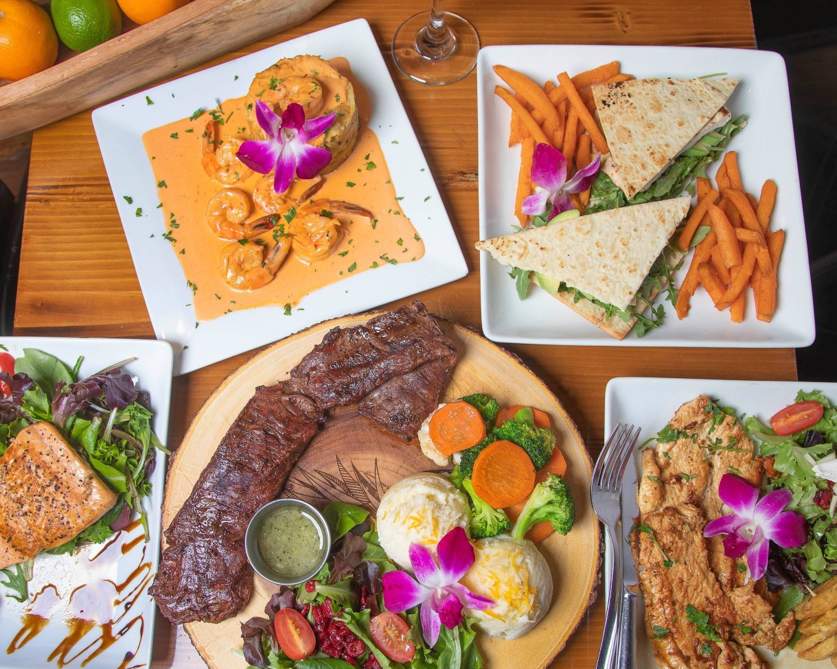 Delicous food spread on table